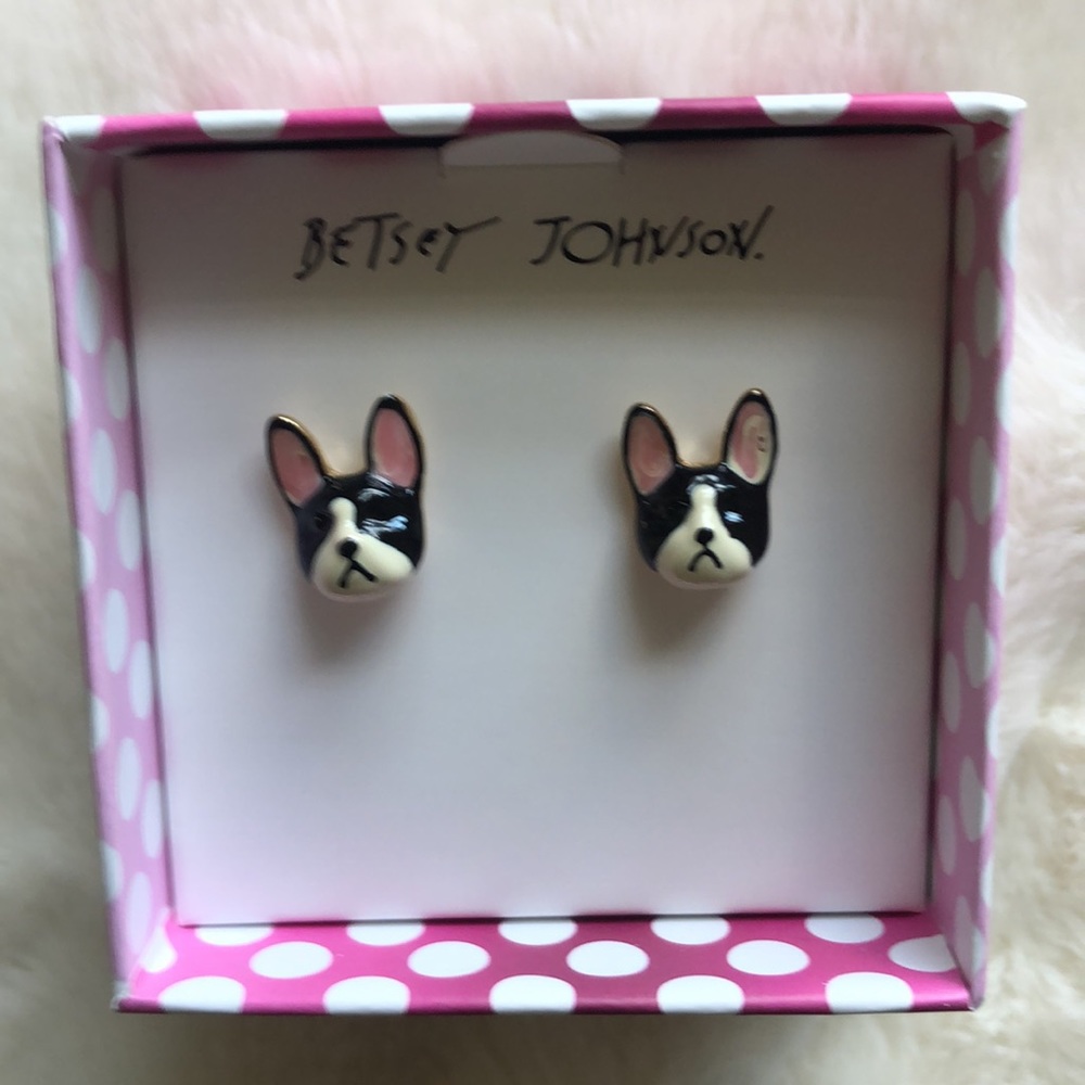 Betsey Johnson Gold-Tone Bulldog Earrings NWT - Picture 3 of 5